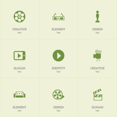 9 düzenlenebilir sinema simgeler kümesi. Tablet oyun, Clapper, kanepe ve daha fazlası gibi simgeler içerir. Web, mobil, UI ve Infographic tasarımı için kullanılabilir.