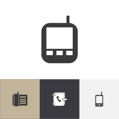 4 düzenlenebilir telefon simgeler kümesi. Adres defteri, radyo Talkie, alıcı-verici ve daha fazlası gibi simgeler içerir. Web, mobil, UI ve Infographic tasarımı için kullanılabilir.