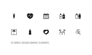 10 düzenlenebilir eğitim simgeler kümesi. Simgeleri gibi ağırlık ölçümü, kalp atışı, kalp yaprak ve daha içerir. Web, mobil, UI ve Infographic tasarımı için kullanılabilir.