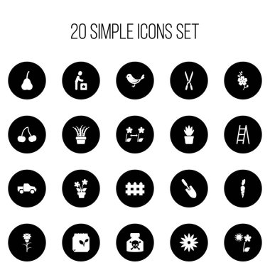 20 düzenlenebilir tarım simgeler kümesi. Botanik, Van, çiçek ve daha fazlası gibi simgeler içerir. Web, mobil, UI ve Infographic tasarımı için kullanılabilir.