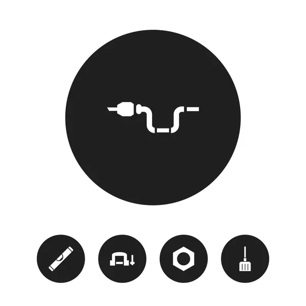 Satz von 5 editierbaren Apparat-Symbolen. beinhaltet Symbole wie Graben, Innenschraube, Klemme und mehr. kann für Web-, Mobil-, UI- und Infografik-Design verwendet werden. — Stockvektor