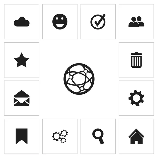 Set Of 13 Editable Web Icons. Includes Symbols Such As Sky, Bookmark, Tag And More. Can Be Used For Web, Mobile, UI And Infographic Design. — Stock Vector