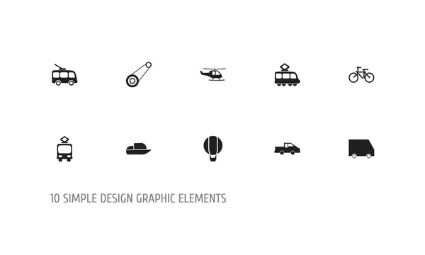 Uppsättning av 10 redigerbara transport ikoner. Innehåller symboler som till exempel cykel, Chopper, Spyglass och mer. Kan användas för webb-, mobil-, Ui- och Infographic Design. — Stock vektor