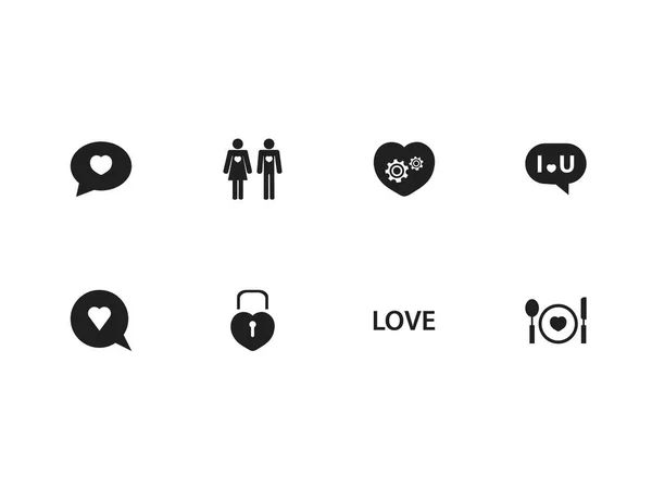 Ensemble de 8 icônes cardiaques modifiables. Comprend des symboles tels que l'amour, l'équipement, la proclamation et plus encore. Peut être utilisé pour le Web, mobile, interface utilisateur et infographie . — Image vectorielle