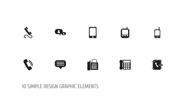 10 可编辑电话图标集。包括地址笔记本，调用设备、 办公室电话和更多的符号。可用于 Web、 移动、 Ui 和数据图表设计. — 图库矢量图片