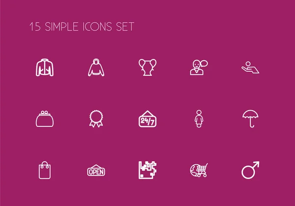 Conjunto de 15 iconos de esquema de negocio editables. Incluye símbolos como bolso, monedero, flecha hacia arriba. Puede ser utilizado para el diseño de la tela, móvil, interfaz de usuario e infografía . — Archivo Imágenes Vectoriales