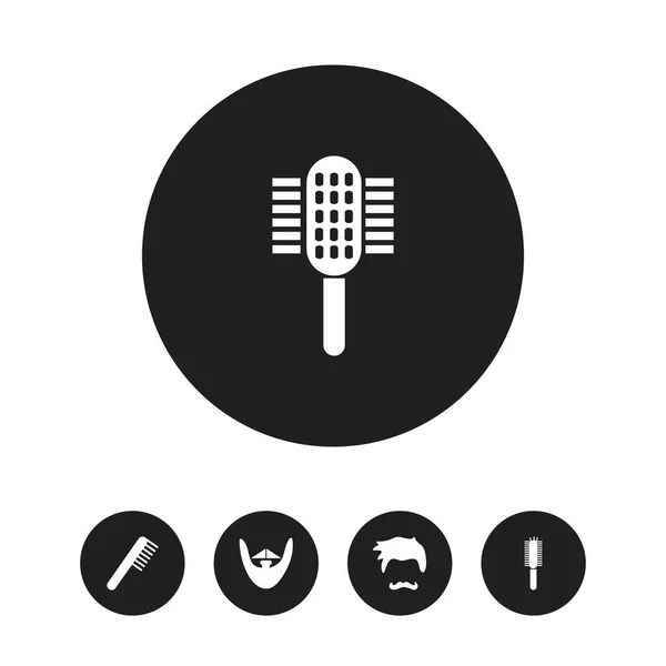 Conjunto de 5 iconos editables Coiffeur. Incluye símbolos como Stubble, Peine, Salón y más. Puede ser utilizado para el diseño de la tela, móvil, interfaz de usuario e infografía . — Vector de stock