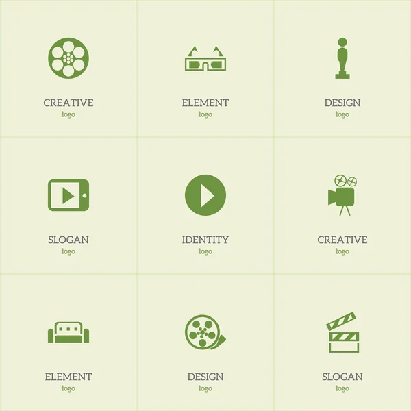 Set de 9 iconos de cine editables. Incluye símbolos como Tablet Play, Clapper, sofá y más. Puede ser utilizado para el diseño de la tela, móvil, interfaz de usuario e infografía . — Archivo Imágenes Vectoriales