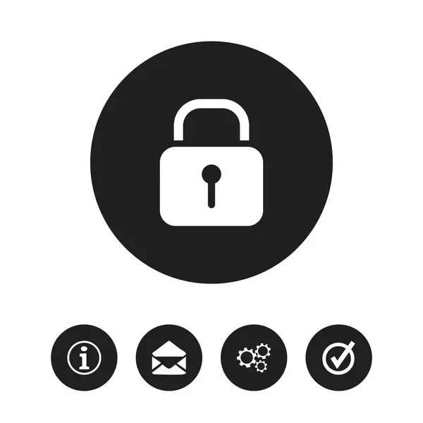 5 つの編集可能な Web アイコンのセットです。セキュリティ、手紙、ギアなどの記号が含まれています。ウェブ、モバイル、Ui とインフォ グラフィック デザインに使用することができます。. — ストックベクタ