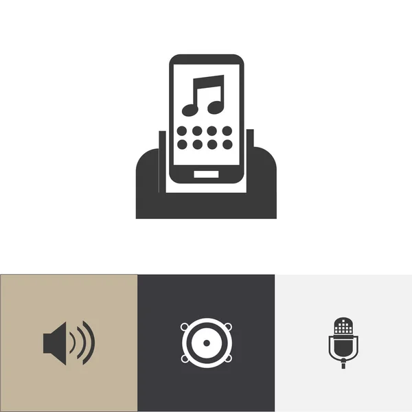 Set van 4 bewerkbare Mp3 iconen. Bevat symbolen zoals geluid, microfoon, Media-apparaat en meer. Kan worden gebruikt voor Web, Mobile, Ui en Infographic Design. — Stockvector