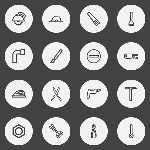 Set de 16 iconos de contorno de aparatos editables. Incluye símbolos como tangas, cizalla, instrumento médico y más. Puede ser utilizado para el diseño de la tela, móvil, interfaz de usuario e infografía . — Vector de stock