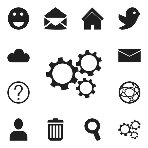 Набір з 12 редаговані Інтернет іконок. Включає в себе символи, такі як мережі, кошик, Emoji та багато іншого. Може використовуватися для веб, мобільні, призначеного для користувача інтерфейсу і інфографіки дизайн. — стоковий вектор