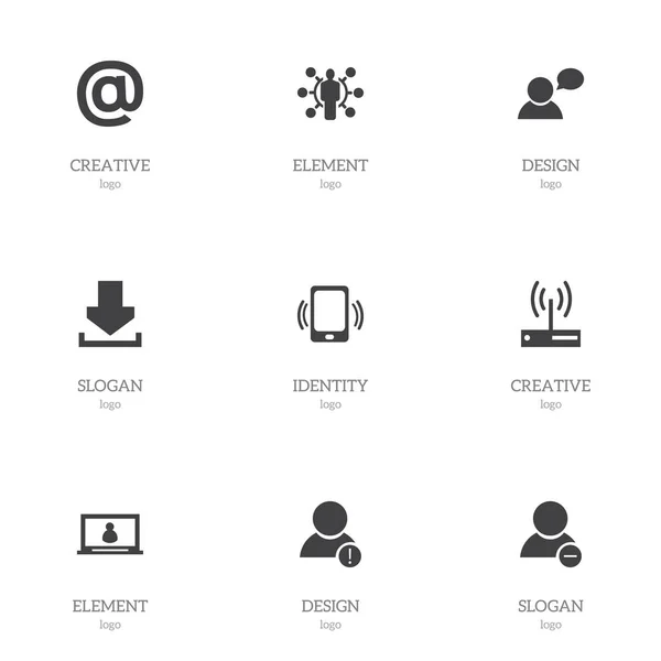 Conjunto de 9 iconos editables de Internet. Incluye símbolos como Smartphone, Cuenta de error, Símbolo de correo y más. Puede ser utilizado para el diseño de la tela, móvil, interfaz de usuario e infografía . — Vector de stock