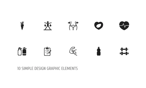 Uppsättning av 10 redigerbara livsstil ikoner. Innehåller symboler som hjärtslag, Sport vatten, Hand skivstång. Kan användas för webb-, mobil-, Ui- och Infographic Design. — Stock vektor