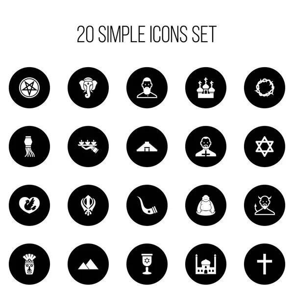 Uppsättning av 20 redigerbara tro ikoner. Innehåller symboler som Tusk, Hexagram, Tegh och mer. Kan användas för webb-, mobil-, Ui- och Infographic Design. — Stock vektor