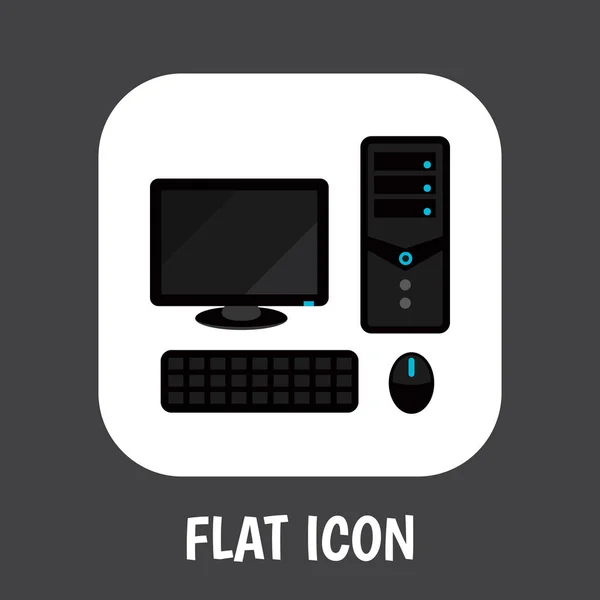 Illustration vectorielle du symbole de technologie sur l'icône plate de PC. Élément d'ordinateur personnel isolé de qualité supérieure dans le style plat à la mode . — Image vectorielle