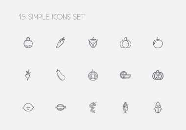 15 düzenlenebilir mutfak eşyaları anahat simgeleri ayarlayın. Pancar, sebzeli, Berry ve daha fazlası gibi simgeler içerir. Web, mobil, UI ve Infographic tasarımı için kullanılabilir.