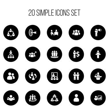 20 düzenlenebilir işbirliği simgeler kümesi. İşbirliği, tanıtım, erkek ve daha fazlası gibi simgeler içerir. Web, mobil, UI ve Infographic tasarımı için kullanılabilir.