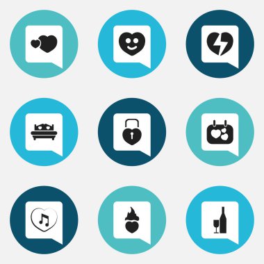 9 düzenlenebilir kalp simgeler kümesi. Semboller gibi içerir mutlu, tabela, yatak ve daha fazlası. Web, mobil, UI ve Infographic tasarımı için kullanılabilir.
