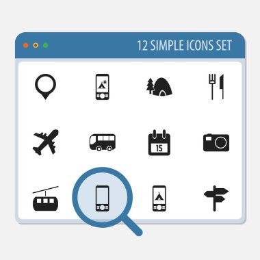 12 düzenlenebilir tatil simgeler kümesi. Simgeleri gibi çatal bıçak, kamera, yol rehberlik ve daha fazlasını içerir. Web, mobil, UI ve Infographic tasarımı için kullanılabilir.