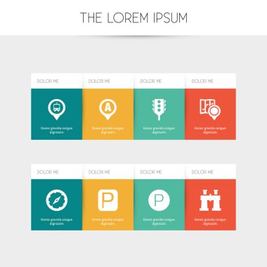 8 düzenlenebilir yer simgeler kümesi. Park, Gps, mıknatıs Navigator ve daha fazlası gibi simgeler içerir. Web, mobil, UI ve Infographic tasarımı için kullanılabilir.