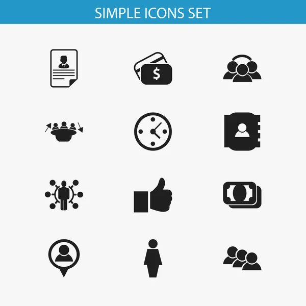 Conjunto de 12 ícones comerciais editáveis. Inclui símbolos como unidade, relógio, moeda e muito mais. Pode ser usado para Web, Mobile, UI e design infográfico . — Vetor de Stock