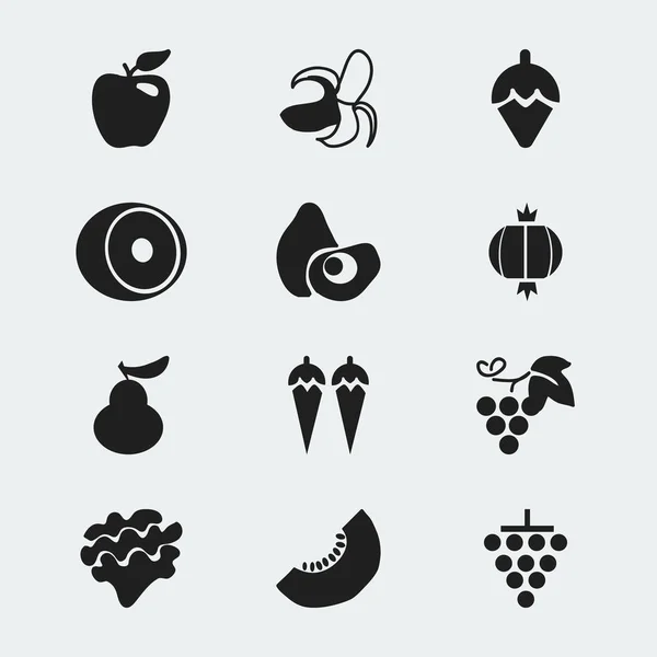 Σετ 12 εικονίδια φρούτα επεξεργάσιμο. Περιλαμβάνει σύμβολα όπως η Δούκισσα, Merlot, συμπλέγματος και περισσότερο. Μπορεί να χρησιμοποιηθεί για Web, Mobile, Ui και σχεδίασης γραφήματος. — Διανυσματικό Αρχείο