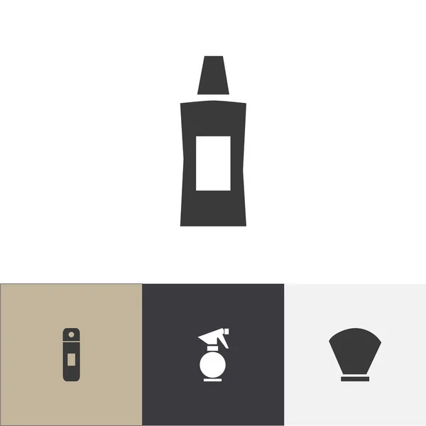 Set von 4 editierbaren Friseursymbolen. beinhaltet Symbole wie Shampoo, Gel, Glasspray und mehr. kann für Web-, Mobil-, UI- und Infografik-Design verwendet werden. — Stockvektor