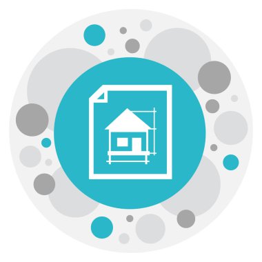 Vektör çizim ev zamanlama simgesini inşaat sembolü. Üstün kaliteli ev planı Trendy düz stil öğesinde izole.