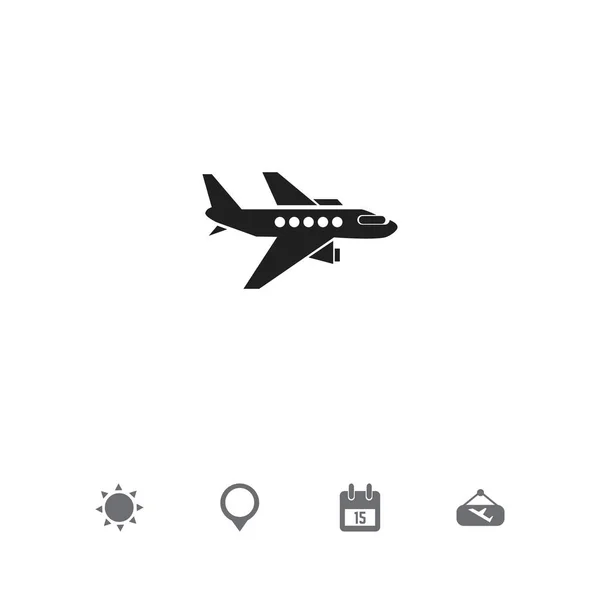 Zestaw 5 ikon można edytować podróż. Zawiera symbole, takie jak Pin, samolot, szyld lotu i więcej. Mogą być używane dla sieci Web, mobilnych, interfejsu użytkownika i Infographic Design. — Wektor stockowy