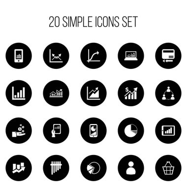 20 düzenlenebilir Analytics simgeler kümesi. Pasta grafik, kar, kullanıcı ve daha fazlası gibi simgeler içerir. Web, mobil, UI ve Infographic tasarımı için kullanılabilir.