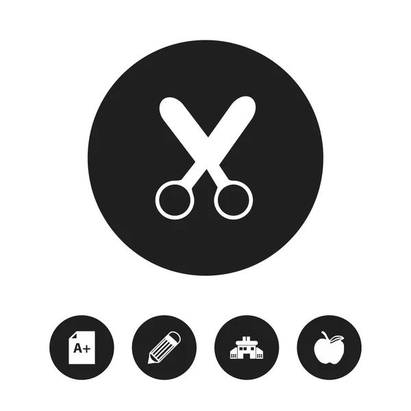 Uppsättning av 5 redigerbara skola ikoner. Innehåller symboler såsom skärning, dagis, Apple och mer. Kan användas för webb-, mobil-, Ui- och Infographic Design. — Stock vektor