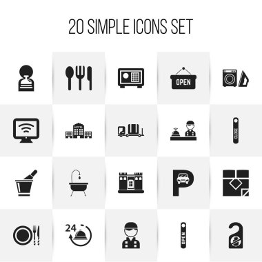 20 düzenlenebilir Plaza simgeler kümesi. Kasa, kale, açık oturum ve daha fazlası gibi simgeler içerir. Web, mobil, UI ve Infographic tasarımı için kullanılabilir.