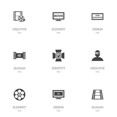 9 düzenlenebilir film simgeler kümesi. Spotlight, tiyatro ajansı, Film ve daha fazlası gibi simgeler içerir. Web, mobil, UI ve Infographic tasarımı için kullanılabilir.