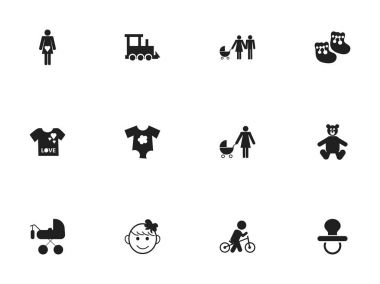 12 düzenlenebilir bebek simgeler kümesi. Genç Moda, Aile, emzik ve daha fazlası gibi simgeler içerir. Web, mobil, UI ve Infographic tasarımı için kullanılabilir.