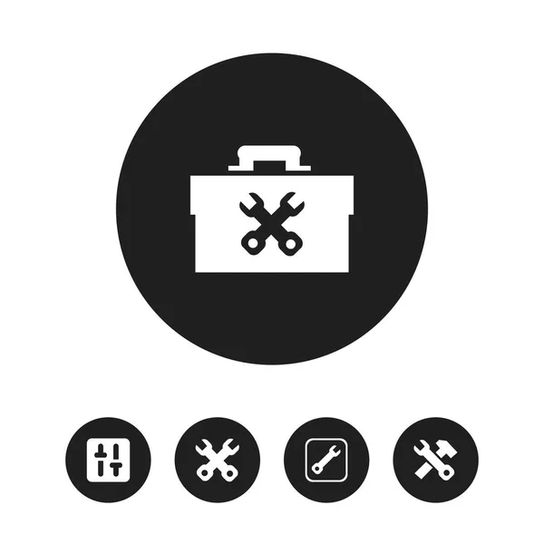 Set di 5 icone strumento modificabili. Include simboli come attrezzature di fissaggio, ricostruzione, impostazioni e altro ancora. Può essere utilizzato per la progettazione web, mobile, UI e infografica . — Vettoriale Stock