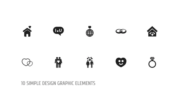 Uppsättning av 10 redigerbara hjärtat ikoner. Innehåller symboler som till exempel Beau, lycklig, par och mer. Kan användas för webb-, mobil-, Ui- och Infographic Design. — Stock vektor