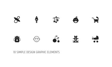 10 düzenlenebilir bebek simgeler kümesi. Semboller gibi içerir süslüyor, kızı, emzikler ve daha fazlası. Web, mobil, UI ve Infographic tasarımı için kullanılabilir.