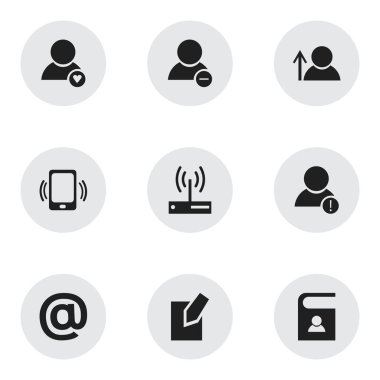 9 düzenlenebilir genel simgeler kümesi. Modem, Avatar, telefon rehberi ve daha fazlası gibi simgeler içerir. Web, mobil, UI ve Infographic tasarımı için kullanılabilir.
