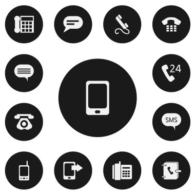 13 düzenlenebilir telefon simgeler kümesi. Ev cep telefonu, telefon, telekomünikasyon ve daha fazlası gibi simgeler içerir. Web, mobil, UI ve Infographic tasarımı için kullanılabilir.