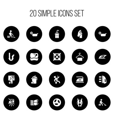 20 düzenlenebilir hijyen simgeler kümesi. Gökdelen, yumuşatma, Buhar ve daha fazla gibi simgeler içerir. Web, mobil, UI ve Infographic tasarımı için kullanılabilir.