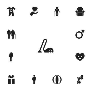 13 düzenlenebilir yakınları simgeler kümesi. Bebek bezi, atası, kalp ve daha fazlası gibi simgeler içerir. Web, mobil, UI ve Infographic tasarımı için kullanılabilir.