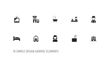 10 düzenlenebilir Plaza simgeler kümesi. Simgeleri musunuz gibi kontrol Hostel ve daha fazla, içerir. Web, mobil, UI ve Infographic tasarımı için kullanılabilir.