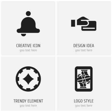 4 düzenlenebilir oyun simgeler kümesi. Blackjack, Ace elmas, para ve daha fazlası gibi simgeler içerir. Web, mobil, UI ve Infographic tasarımı için kullanılabilir.