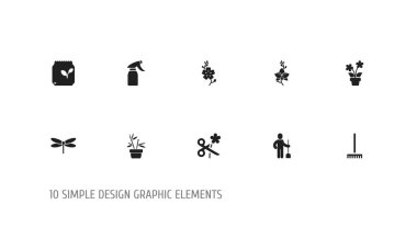 10 düzenlenebilir Bahçe simgeler kümesi. Çiçeği, tahıl ve böcekler gibi simgeler içerir. Web, mobil, UI ve Infographic tasarımı için kullanılabilir.