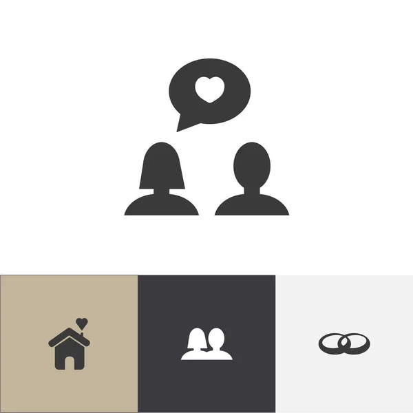 Set van 4 bewerkbare hart iconen. Bevat symbolen zoals huwelijk, huwelijk, bruiloft en meer. Kan worden gebruikt voor Web, Mobile, Ui en Infographic Design. — Stockvector