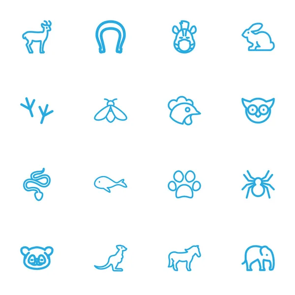 Set Of 16 Editable Zoo Outline Icons. Includes Symbols Such As Bird Trace, Spinner, Snake And More. Can Be Used For Web, Mobile, UI And Infographic Design. — Stock Vector