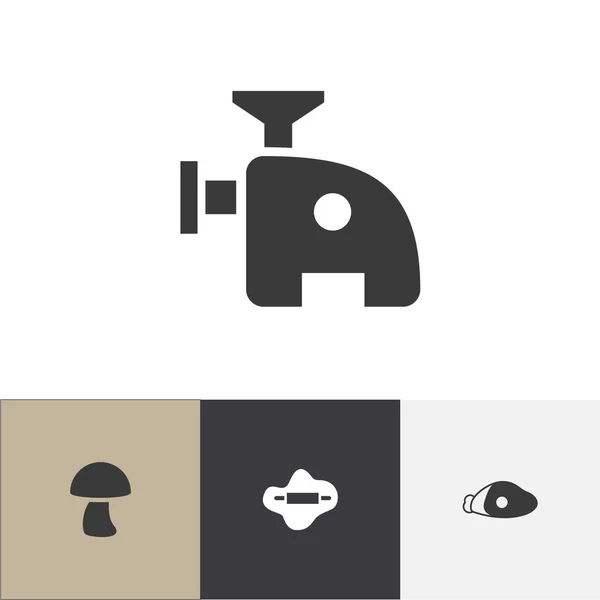 Set van 4 bewerkbare koken iconen. Bevat symbolen zoals deeg, Champignon, vleesmolen en meer. Kan worden gebruikt voor Web, Mobile, Ui en Infographic Design. — Stockvector