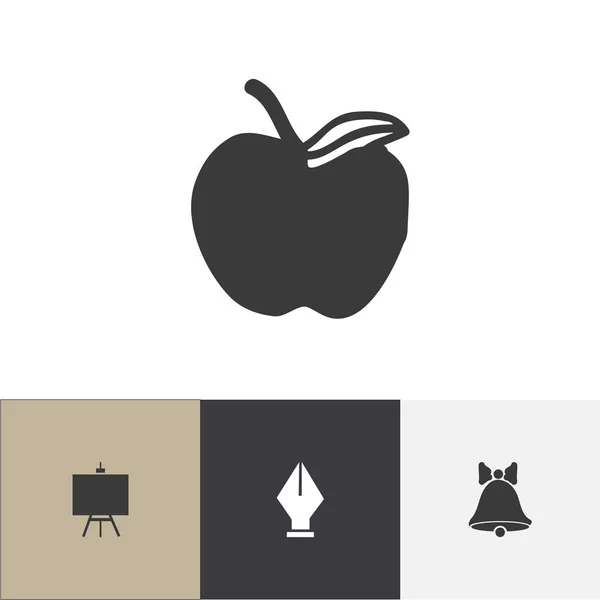Conjunto de 4 iconos educativos editables. Incluye símbolos como Apple, Pintores Stand, Nib. Puede ser utilizado para el diseño de la tela, móvil, interfaz de usuario e infografía . — Archivo Imágenes Vectoriales