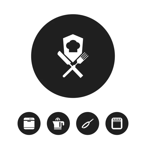 Ensemble de 5 icônes de restaurant modifiables. Comprend des symboles tels que presse-agrumes, cuisinière, cuisine et plus encore. Peut être utilisé pour le Web, mobile, interface utilisateur et infographie . — Image vectorielle